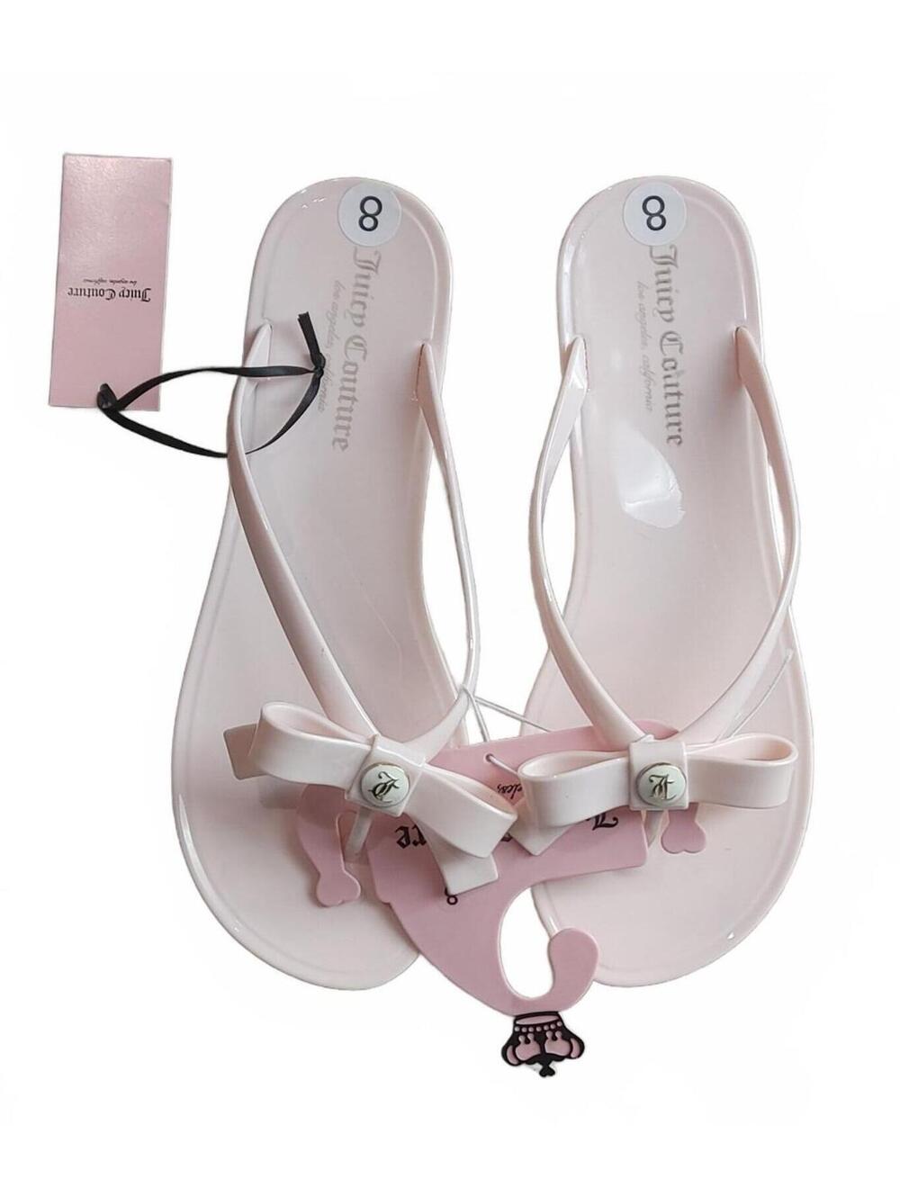 Juicy Couture Coquette Bow Flip Flops Blush Pink Women's Size 8 NWT